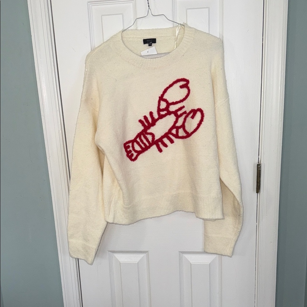 debut Cream Crewneck Sweater with Red Lobster Graphic